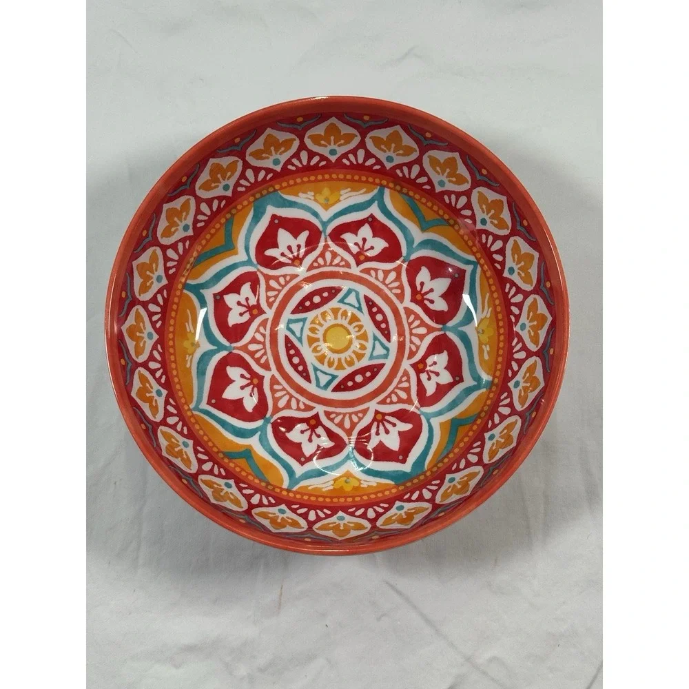 Better Homes Gardens Red Damask Melamine 7.5in  Serving Bowl Colorful Boho Beach